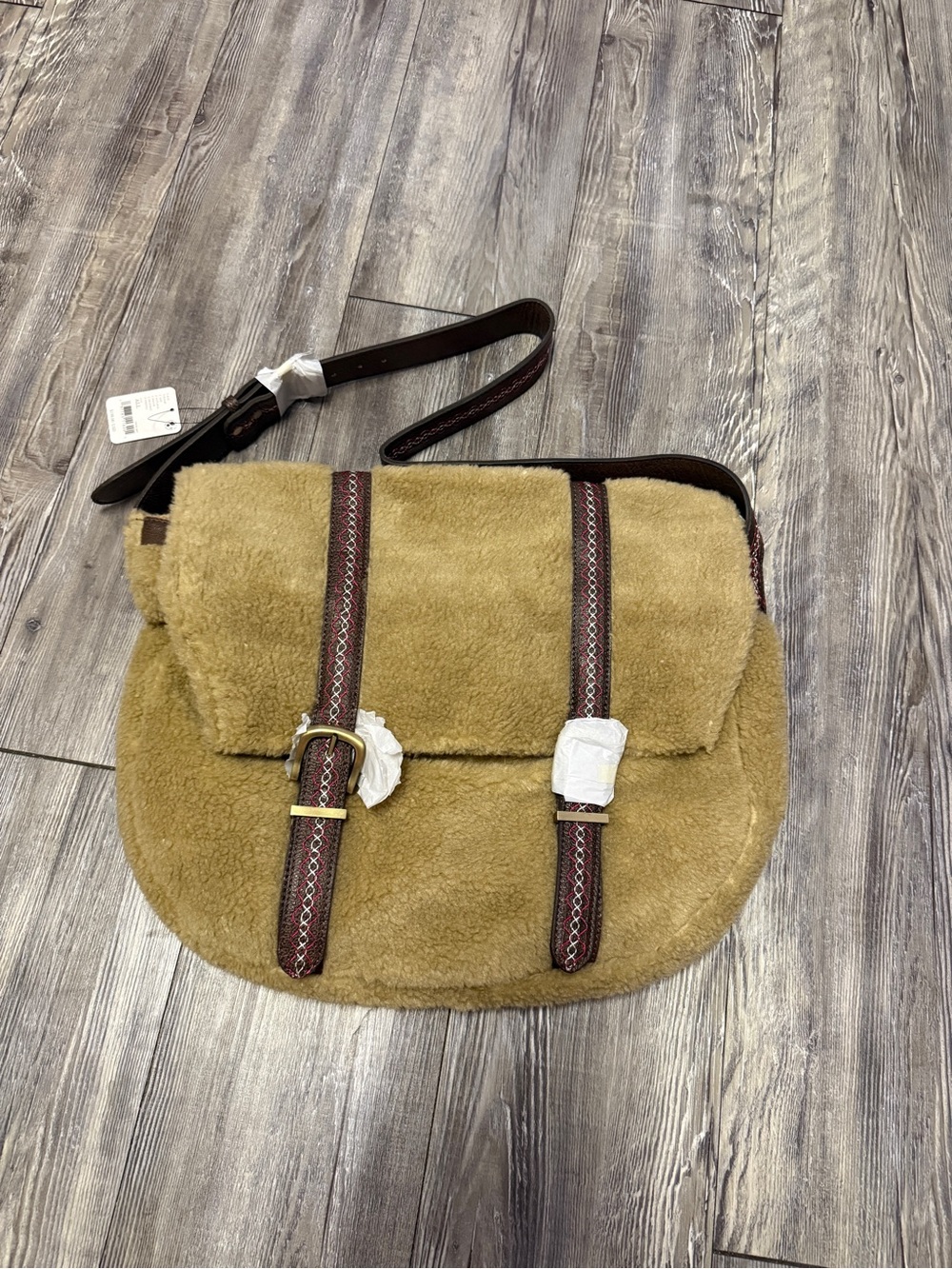 Free People Elias Faux Shearling Messenger Bag